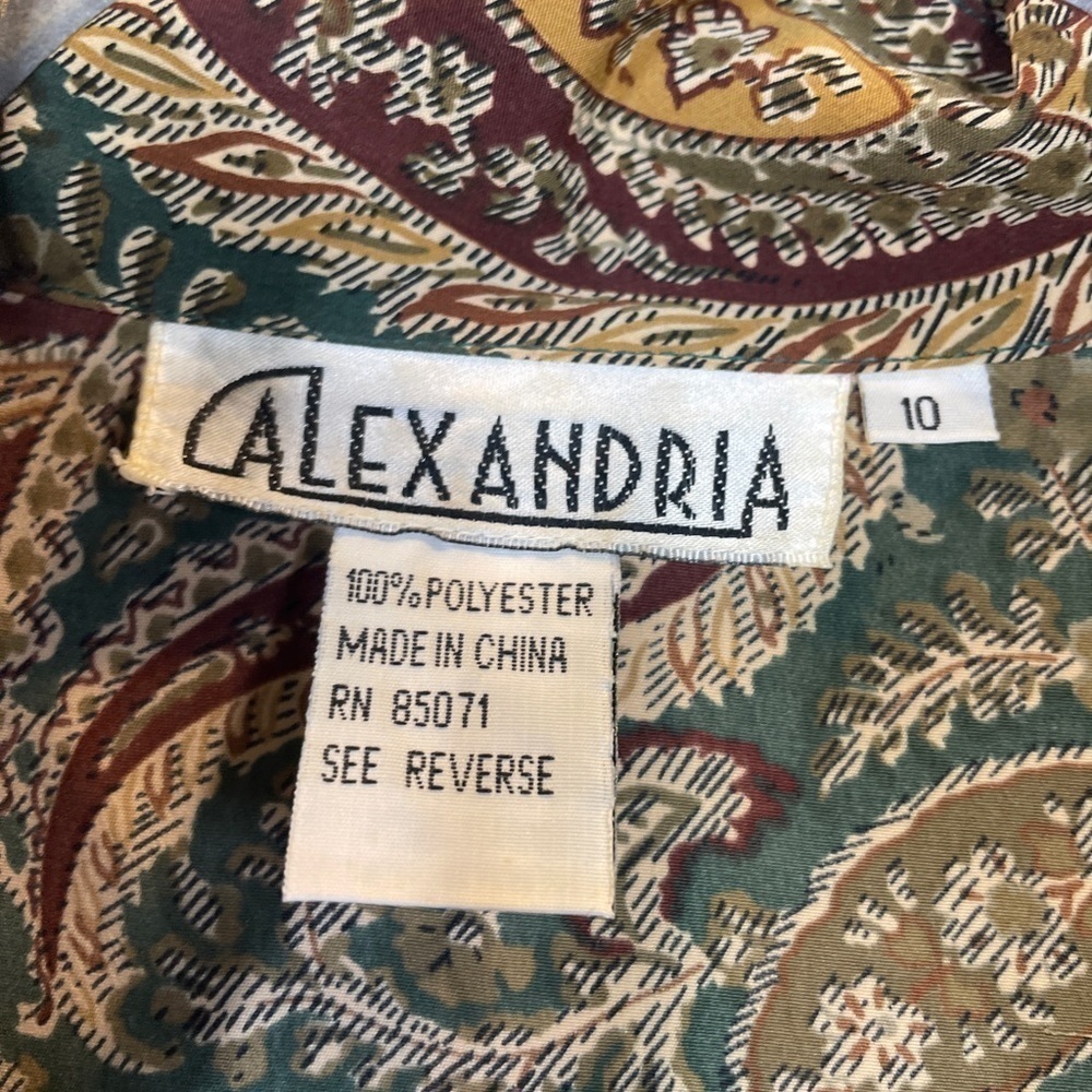 Vintage Alexandria Paisley Blouse Green Gold - Picture 5 of 9